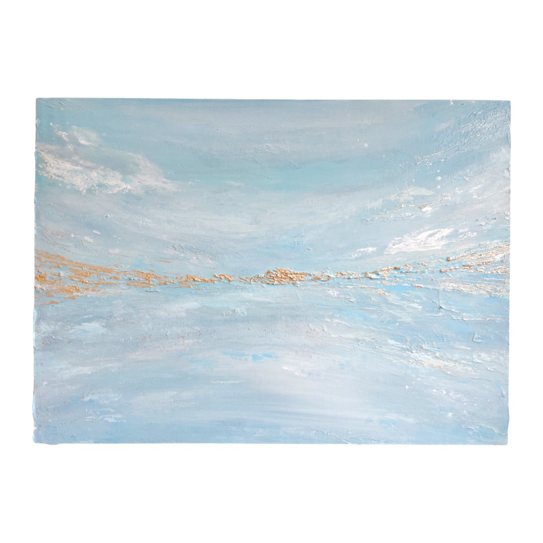 癒しの風景絵画＊空と海　どこまでもブルー　煌めきの海　ヒーリング　リフレッシュ