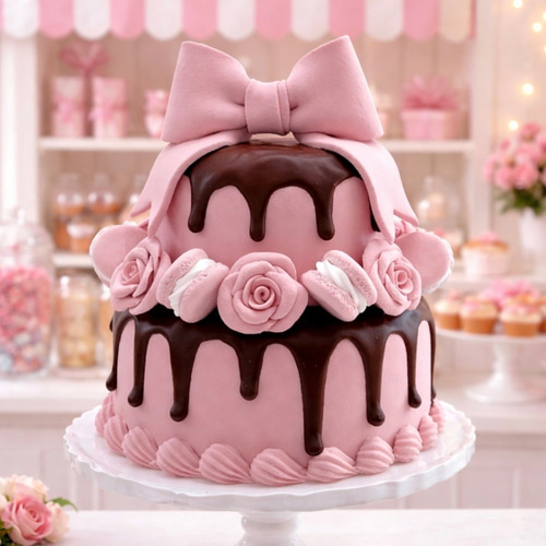 フェミニン可愛い♡ とろけるチョコドリップのクレイケーキ