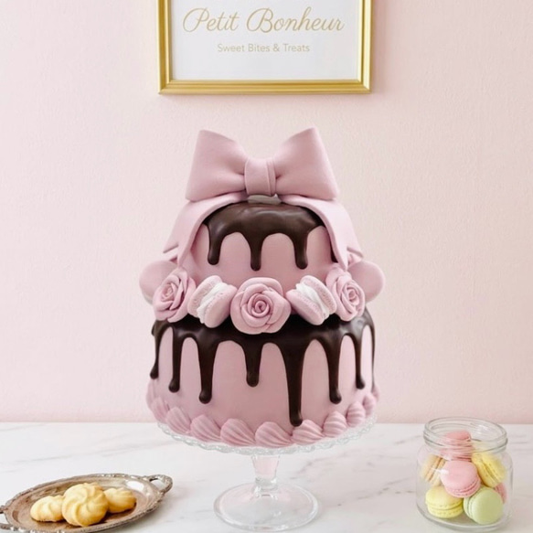 フェミニン可愛い♡ とろけるチョコドリップのクレイケーキ