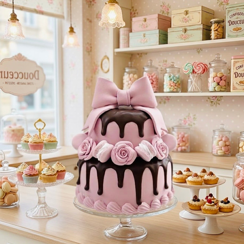 フェミニン可愛い♡ とろけるチョコドリップのクレイケーキ