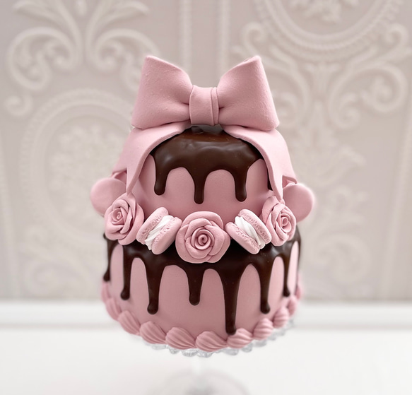 チョコドリップクレイケーキ✳︎モカピンク✳︎色変更可＊フェイク