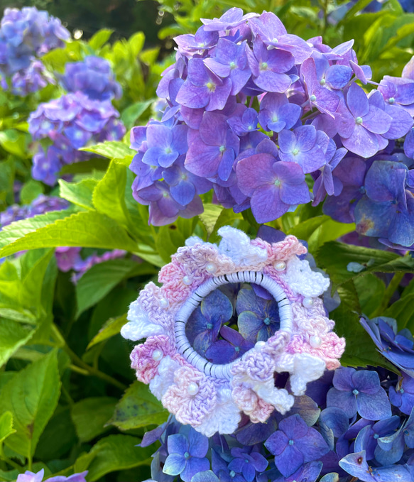 紫陽花レース編みシュシュ〖 親子コーデ〗 シュシュ atelier potpourri