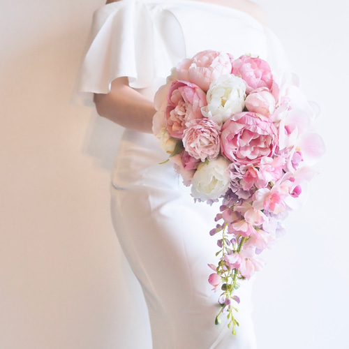 エレガントブーケ キャスケードブーケ アーティフィシャルフラワー ブーケ