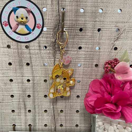 レジンキーホルダー つぎはぎねこ 【YK908】 キーリング いち 通販