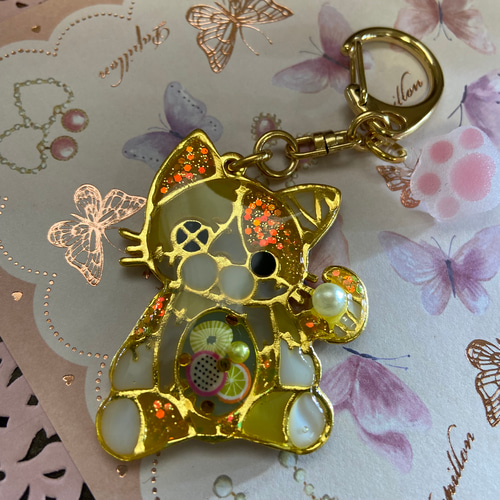 レジンキーホルダー つぎはぎねこ 【YK908】 キーリング いち 通販