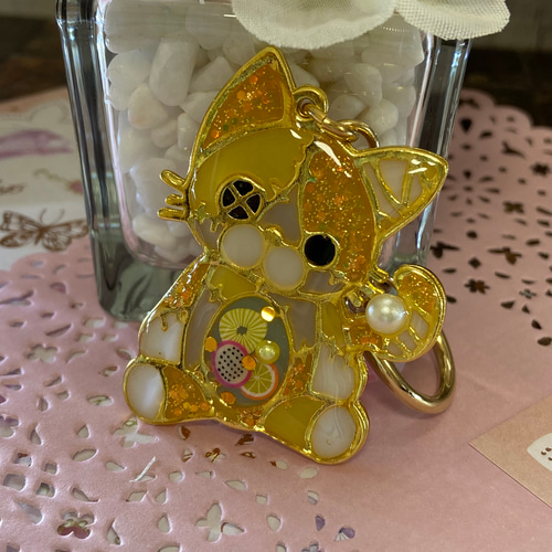 レジンキーホルダー つぎはぎねこ 【YK908】 キーリング いち 通販