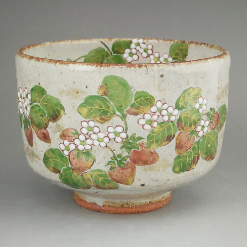 灰釉野いちご絵抹茶茶碗 良二 茶碗・めし碗 松韻堂 通販 14168037