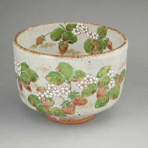 灰釉野いちご絵抹茶茶碗 良二 茶碗・めし碗 松韻堂 通販 14168037