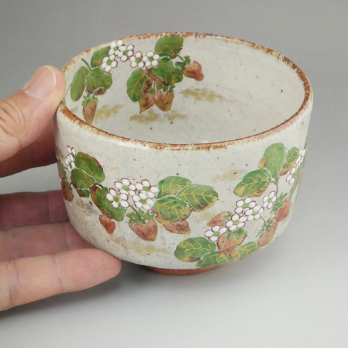 灰釉野いちご絵抹茶茶碗 良二 茶碗・めし碗 松韻堂 通販 14168037