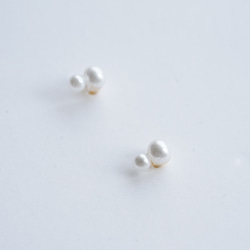 小さなダブル泡パールピアス（サージカルステンレスピアス・樹脂・ノンホールピアス ）[PP] 3枚目の画像