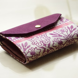 [短夾 日本花布] #12 紫色突尼西 - 布 小財布 卡夾 錢包 第2張的照片
