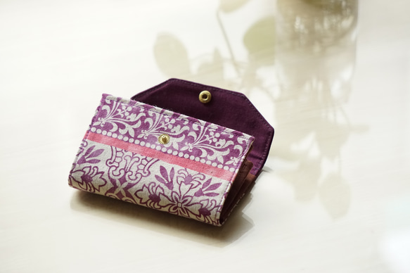 [短夾 日本花布] #12 紫色突尼西 - 布 小財布 卡夾 錢包 第3張的照片