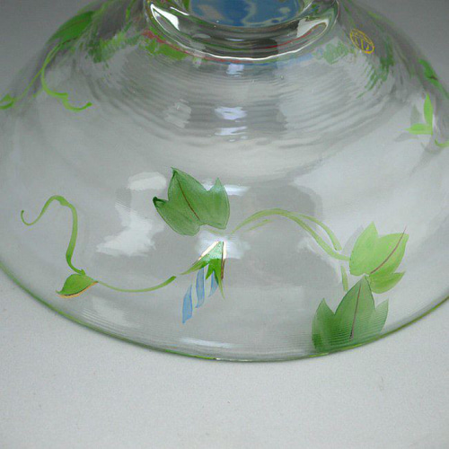 e2986 ガラス 平茶碗 在銘 朝顔図 アサガオ 抹茶碗 硝子 茶碗 茶道具 e2986 ガラス 平茶碗 在銘 朝顔図 アサガオ 抹茶碗 硝子 茶碗 茶道具