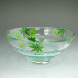 ◆商品番号　10321 　京絵付けガラス平茶碗　青楓 6枚目の画像
