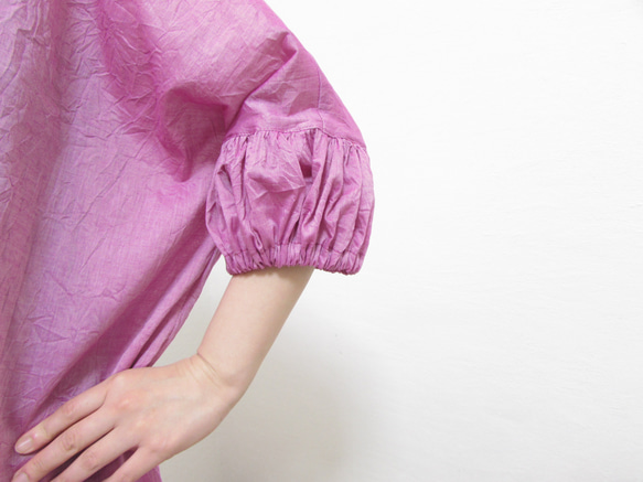 2574 キレイなボリューミーな袖のブラウス　ピンク　コットン 10枚目の画像