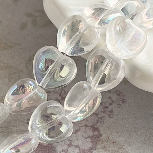 オーロラカラーのチェコビーズ　ペアシェイプピアス　虹色　廃盤色　ヴィンージ ボディピアス [Soeur de Nana] 立爪ジュエルバーベル オーロラ