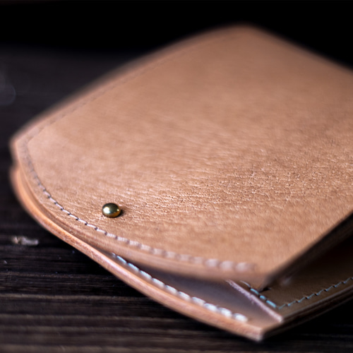 ジビエ猪革】ギボシ留めの二つ折り財布 二つ折り財布 レザークラフト