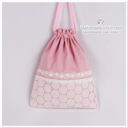 ami様　確認用　さくらんぼ　ピンク　巾着袋　30×22 フリル口給食袋 ami様確認用さくらんぼピンク巾着袋30×22 フリル口給食袋
