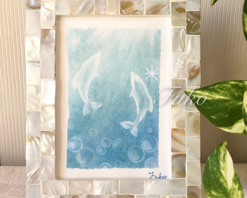 絵画】ヒーリング・アクア《メッセージ/ポストカード付》パステル