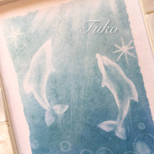 絵画】ヒーリング・アクア《メッセージ/ポストカード付》パステル