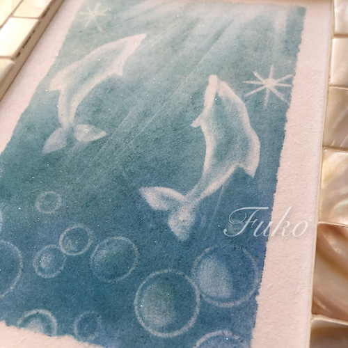 絵画】ヒーリング・アクア《メッセージ/ポストカード付》パステル