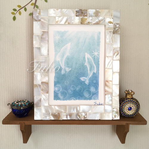 絵画】ヒーリング・アクア《メッセージ/ポストカード付》パステル