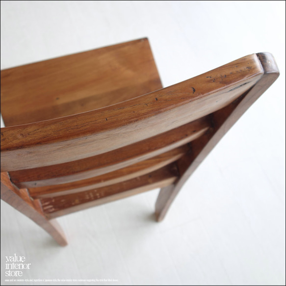 チーク無垢材 ヴィンテージチェアD イス 椅子 ダイニングチェア  アンティーク レトロ 古材家具 再生家具 オイル仕上 3枚目の画像