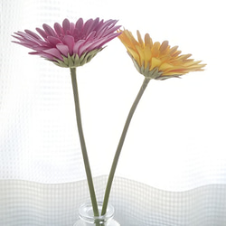 [訂做] ❁ 黃色和粉紅色黏土花非洲菊 2 件套，室內花，單花花瓶 ❁ 第8張的照片
