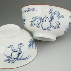 商品番号　12658　鳥獣戯画夫婦茶碗　陶あん 5枚目の画像