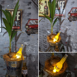 観葉植物 ココヤシ/ コロナビール バケツプランター / Corona Extra Beer 電飾看板付き/ 海の家 7枚目の画像