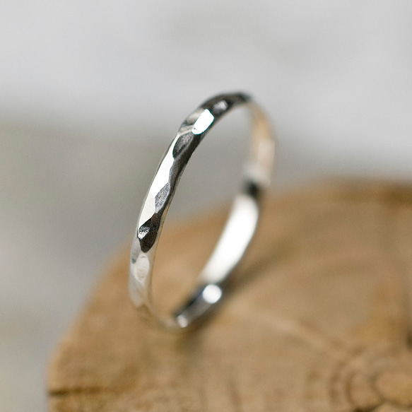 槌目 シルバードームプレーンリング 2.0mm幅 ハンマー｜SILVER RING