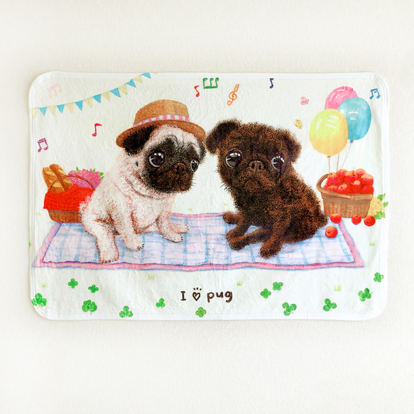 パグ】ふわふわブランケット（ひざ掛け）ラッピング対応プレゼントにも
