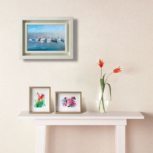 晴れやかな朝】油絵原画 P3サイズ一点物 額縁付 豪華プレゼント