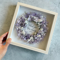 アネモネの花 シーグラス／天然石／フレームアート／壁掛け額／紫青