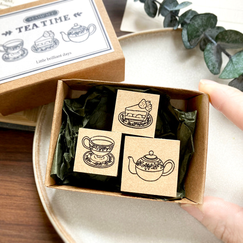 Teatime stampset｜紅茶とケーキのティーセットスタンプセット はんこ
