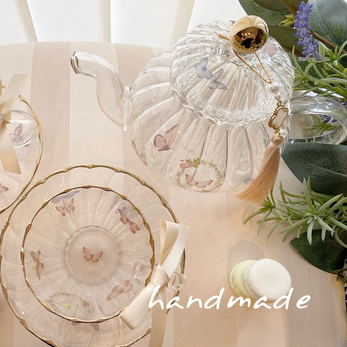 花柄好き　ティーポットなど　3点セット Amazon.com: ZXLPHA Teapot Set Flower Blooming Rich Kung Fu