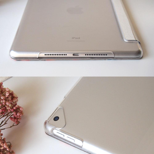 手帳型iPadケース【レモン】三折りスタンド機能付プラケースタイプ 