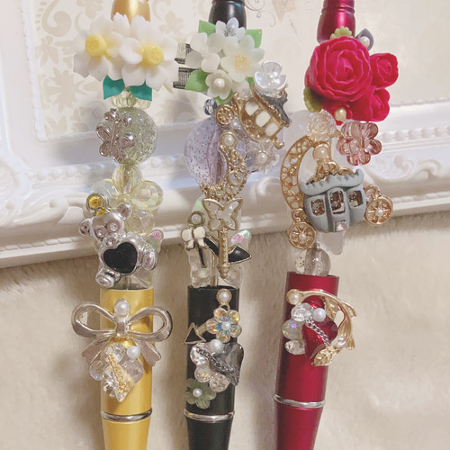 カスタムボールペン お花 樹脂のお花のゆめかわカスタムボールペン ジルコニア ペン・筆記用具