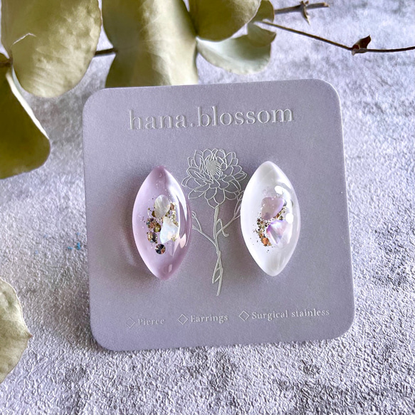 glass marquis bycolor pastel Earrings 6枚目の画像