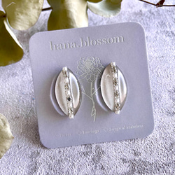 glass marquis metallic bronzesilver Earrings 6枚目の画像