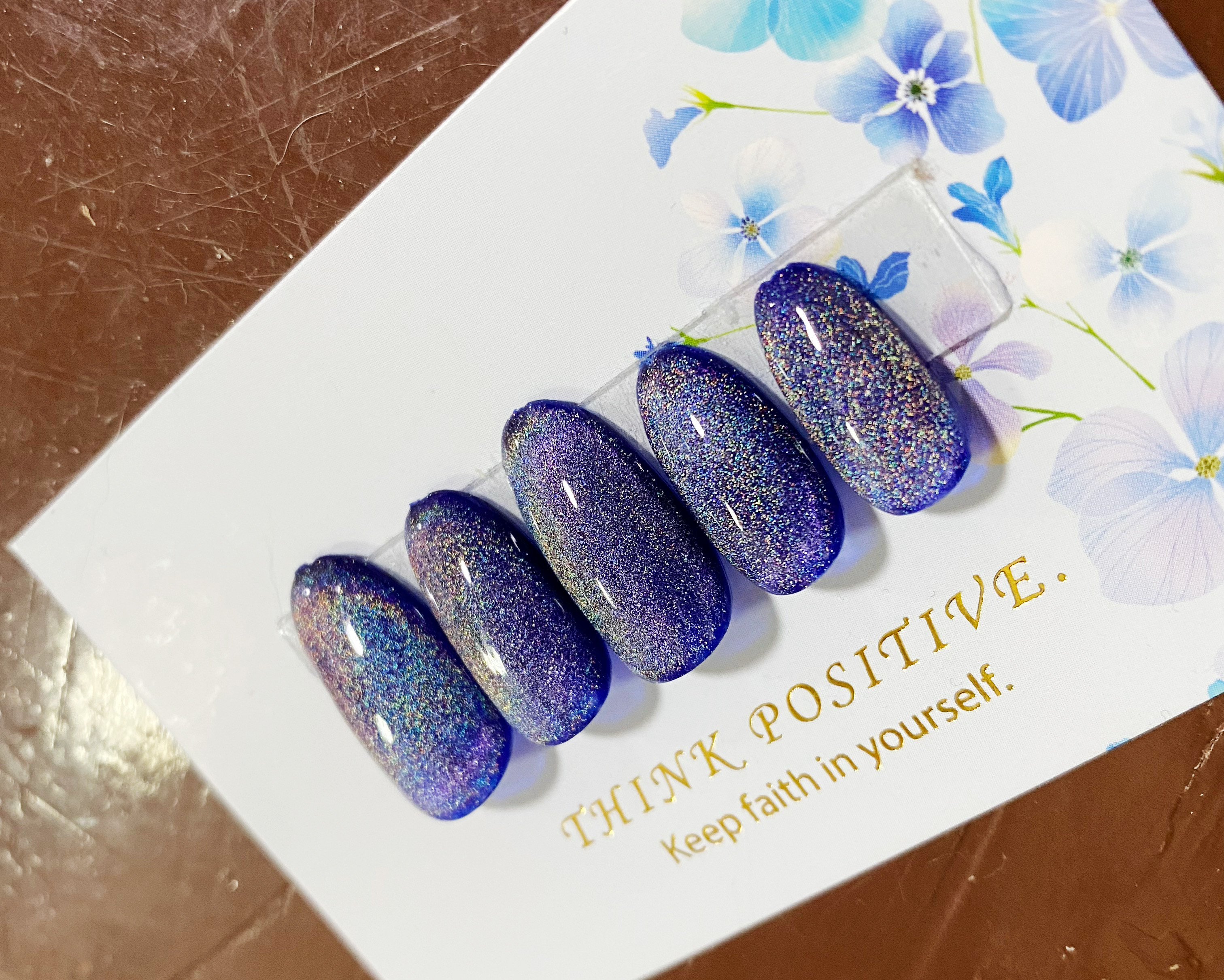 青 量産型地雷韓国ワンホンスナ系イニシャルキラキラ星 ネイルチップ‪‪❤︎‬ブルー