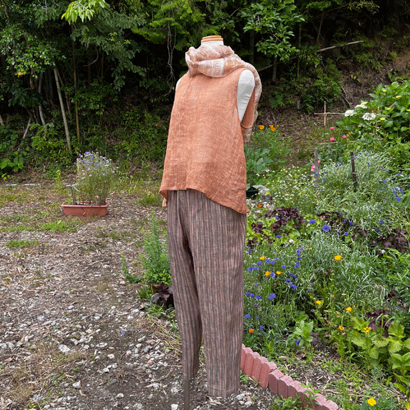 播州織リネン綿パンツ22058