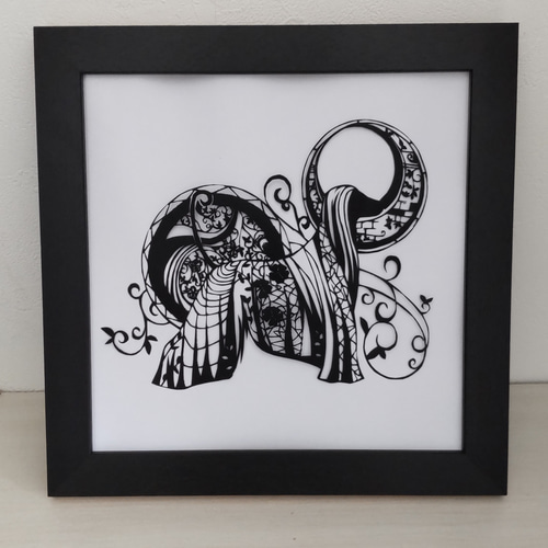 切り絵】ボタニカルドクロ（骸骨）【受注販売】 切り絵 teph-ran