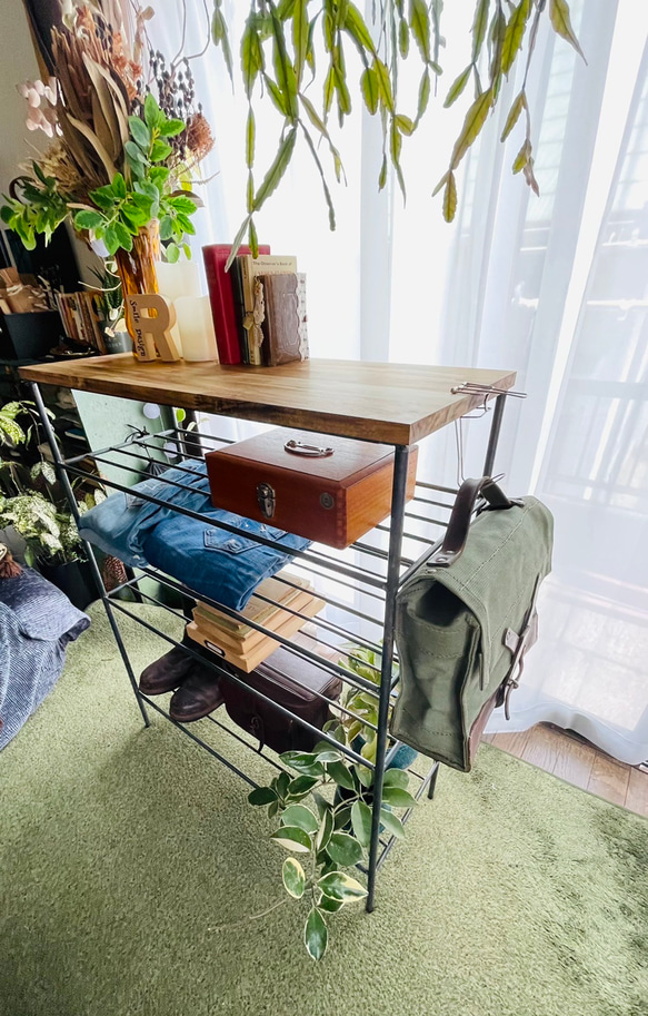 アイアン家具シューズラックシェルフ 男前無骨オーダーメイドアカシア材