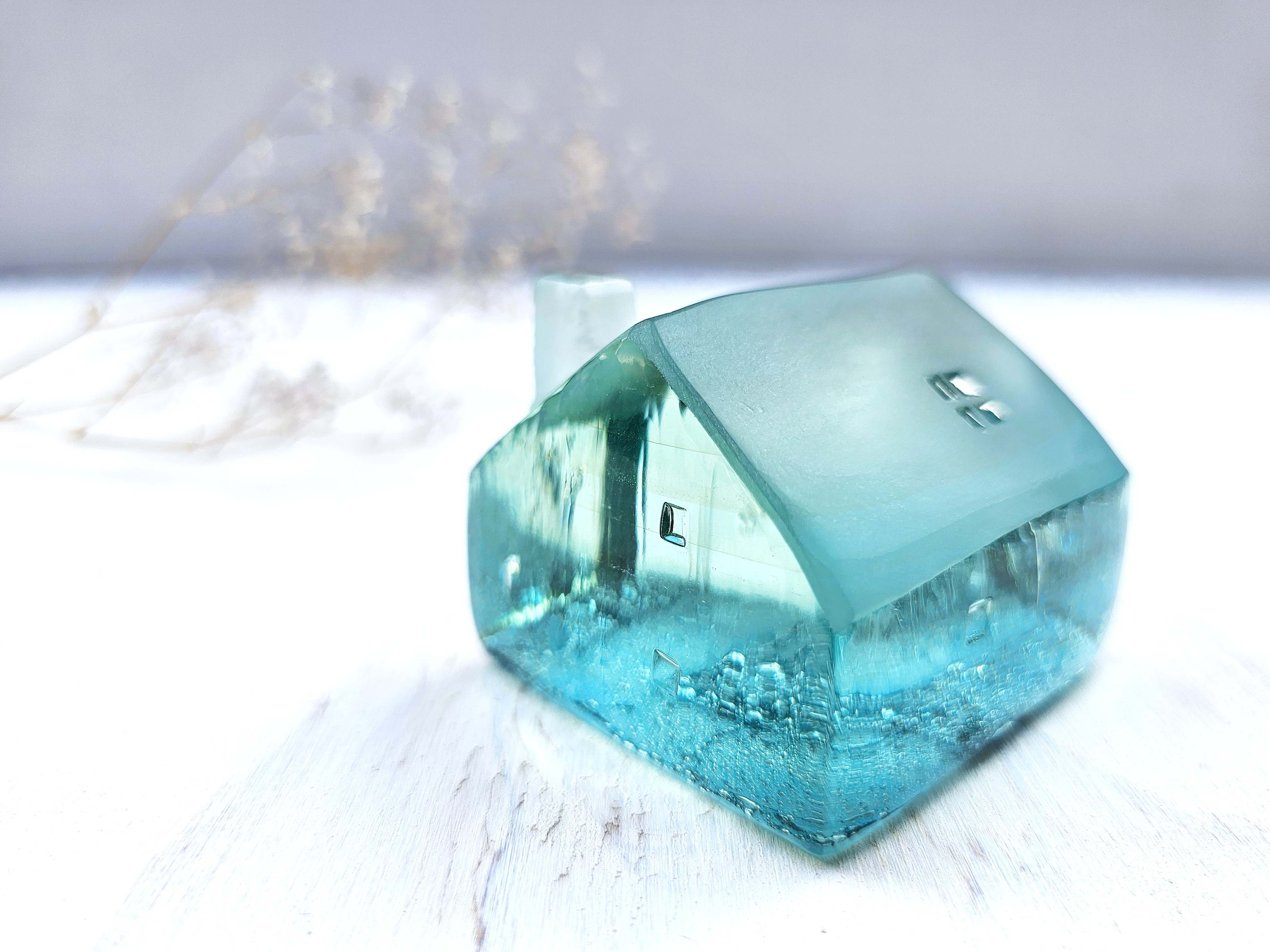 ガラスの家　置物　銅箔