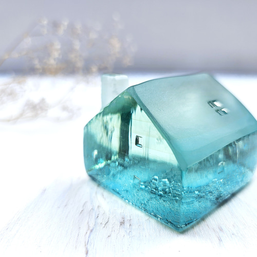 ガラス ブルー 香水瓶 金箔入り 作家 オブジェ ガラス瓶 インテリア