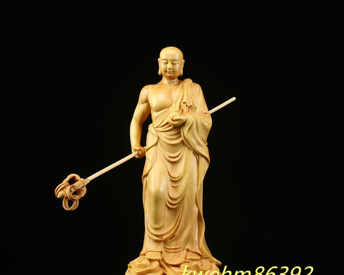 地蔵菩薩像 木彫 古い木彫仏　民間仏　木地師　地蔵　民藝　仏像　仏教美術　高さ約40cm 民間仏 蔵 和風建具 骨董 古美術 のびる X585｜骨董店 彫刻・オブジェ