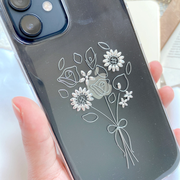 YN-16su,【bouquet summer】,スマホケース　クリアケースiPhone14 iPhone13, 4枚目の画像