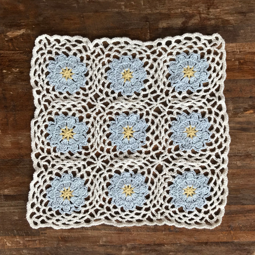 コットン モチーフ編み かぎ針編みのマルチカバー モチーフつなぎ  