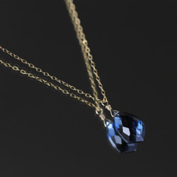 深海。倫敦藍石英石 優雅設計大顆寶石項鍊長項鍊 925純銀 14KGF 客製化 生日禮物 情人禮物 女友禮物 第4張的照片